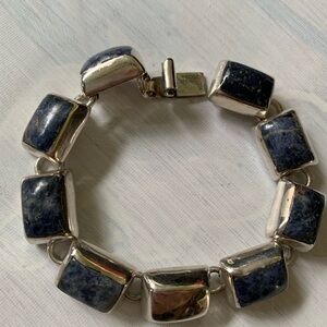 Taxco Mexico Sterling Silver and Blue Lapis Stone Bracelet